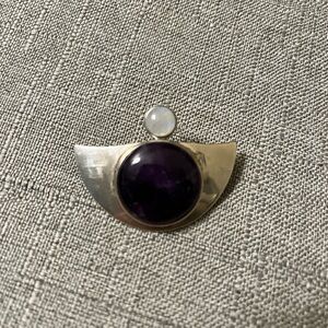 925 Silver Pendant with Amethyst and Opal